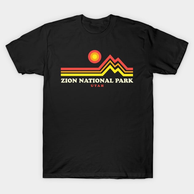 Zion National Park Hikes Retro Mountain Zion Park Utah T-Shirt by PodDesignShop